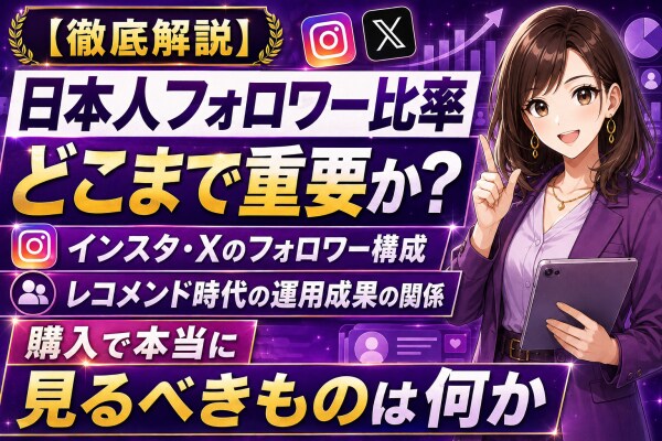 【徹底解説】日本人フォロワー比率はどこまで重要か？インスタ・Xのフォロワー構成とレコメンド時代の運用成果の関係、アカウント購入で本当に見るべきものは何か2026【アカバイ】