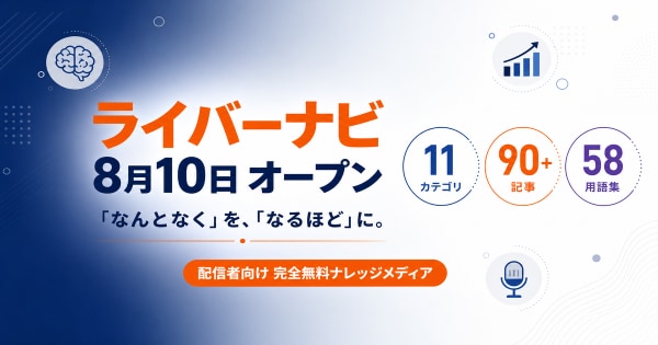 ライブ配信総合情報メディア『ライバーナビ』、本日より公開開始 ～「LiVE Th!nk」として、配信知識の体系的情報サービスをスタート～