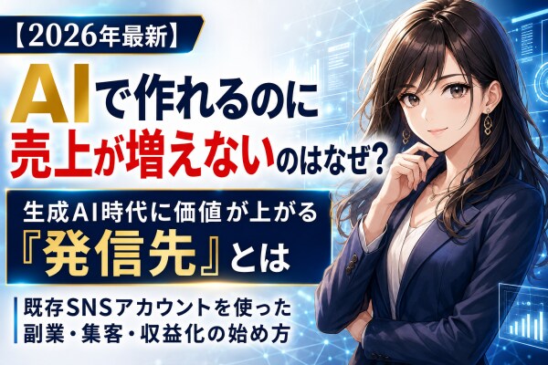 【2026年最新】AIで文章・画像・動画・商品まで作れるのに売上が増えないのはなぜ？生成AI時代に価値が上がる「発信先」と既存SNSアカウントを使った副業・集客・収益化の始め方