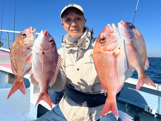 【釣果速報】千葉県梅花丸でマダイ大漁！アタリ爆発でトップは25匹！急いで乗船予約しよう！