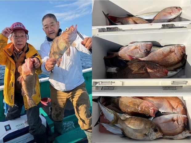 【釣果速報】和歌山県のぞみ丸でオオモンハタ・マダイ・メイチと人気魚種続々ゲット!家族や友達との釣りにもおすすめのターゲットです!