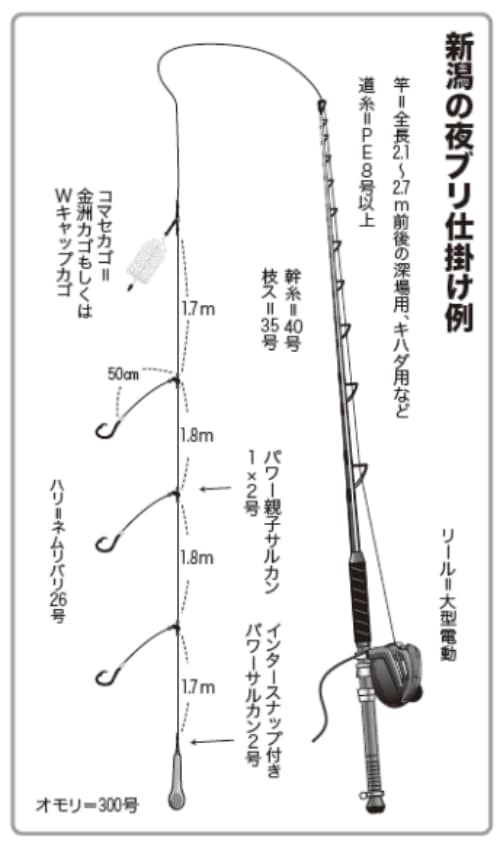 新潟の夜ブリ仕掛け例