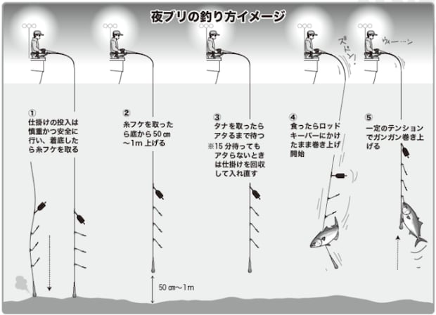 夜ブリの釣り方イメージ