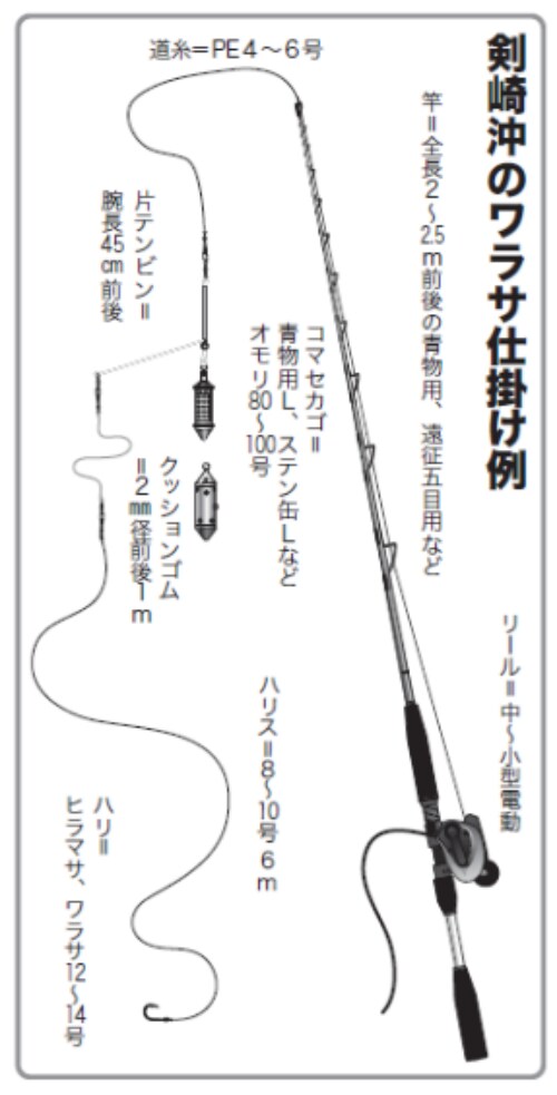 剣崎沖のワラサ仕掛け例