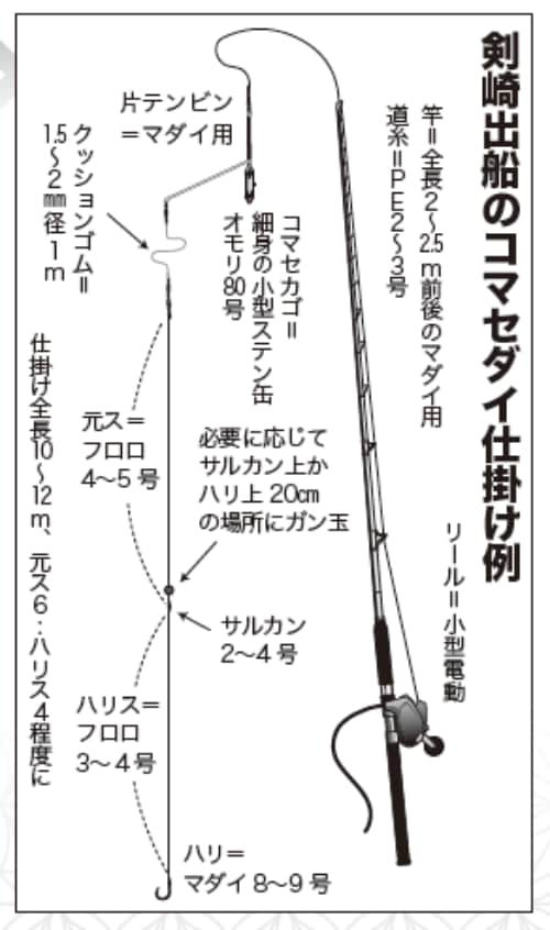 剣崎出船のコマセダイ仕掛け例