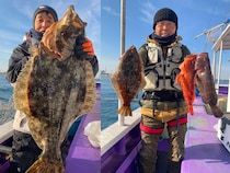 【釣果速報】茨城県利喜丸で5.20kgの大ヒラメGET！その他カサゴ・ハタと豊富な魚種でクーラー満杯！