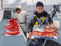 【釣果速報】神奈川県太郎丸でキンメダイざんまい！竿頭は8匹GET！赤い魚と青い海のコントラストがたまらない！