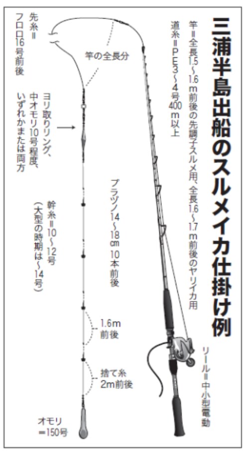 三浦半島出船のスルメイカ仕掛け例