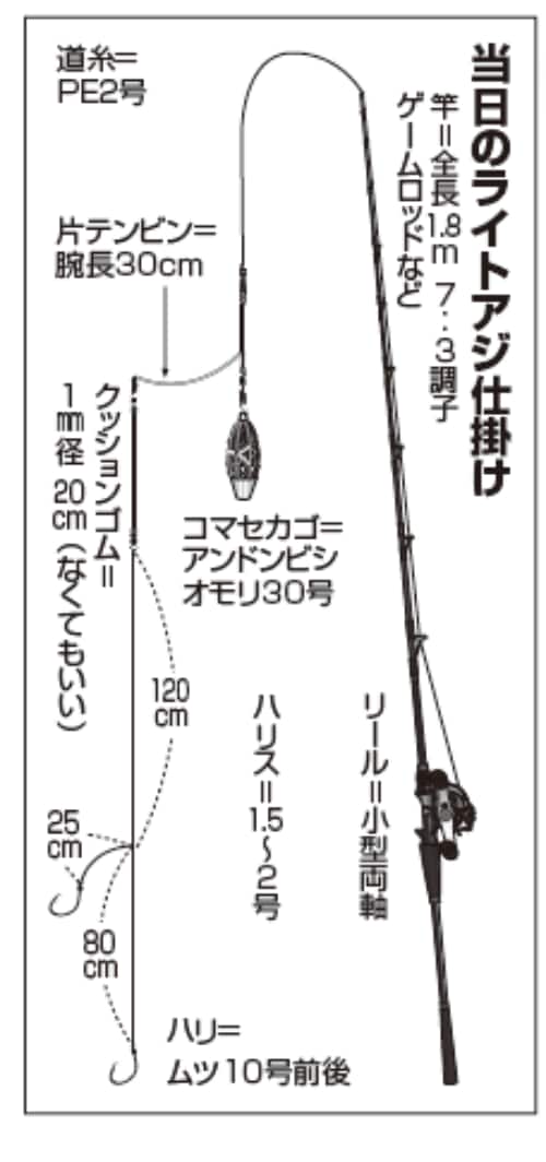 当日のライトアジ仕掛け