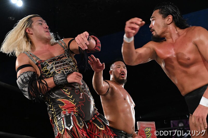 【DDT】樋口がKO-Dタッグ前哨戦制して王者・飯野&納谷をバッサリ 「このベルトは歴史ある重いベルト。それを自覚しろ!」