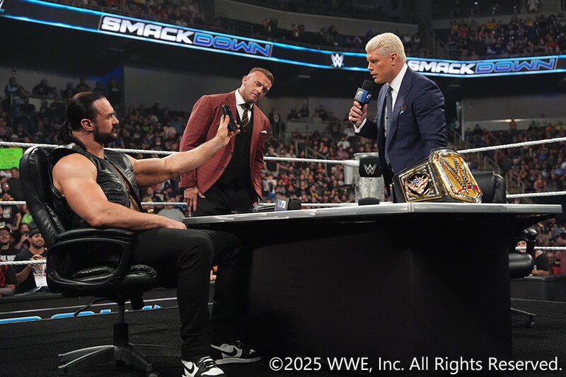 【WWE】翌日統一WWE王座戦へ調印式 マッキンタイアが王者コーディを襲撃「明日お前の大事なものを奪う」