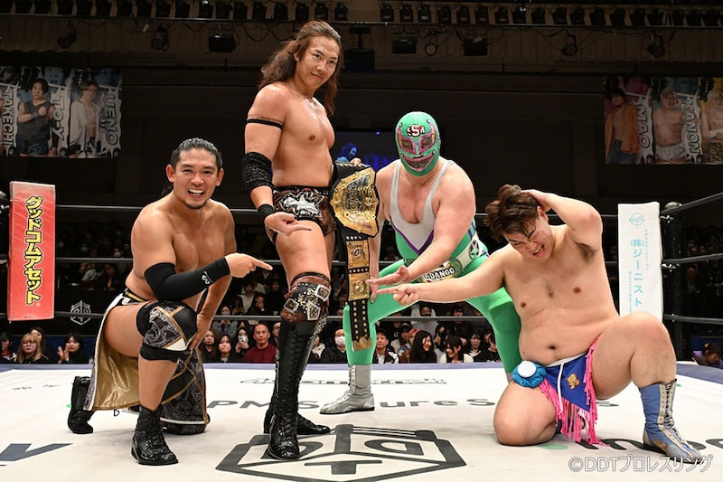 【DDT】TAKESHITAがDDT流で勝利、翌日ドームWタイトル戦へ「GLOBALも獲ってDDTに帰って来る」