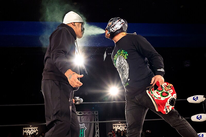 【NOAH/MONDAY MAGIC】BUSHIがマンマジ出現、論外ADに毒霧噴射 2・9新宿への参戦を予告