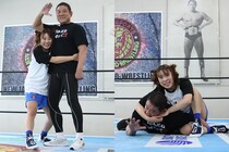 【スターダム】フワちゃんが横アリ安納戦へ新日本道場で公開練習 永田がナガタロックIIを伝授