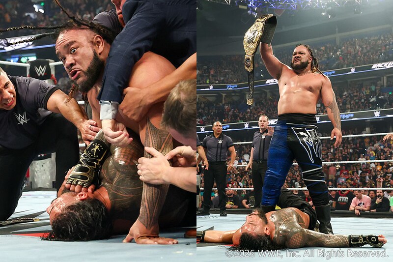 【WWE】レインズが世界ヘビー死守もファトゥ怒りの暴走で試合後KO