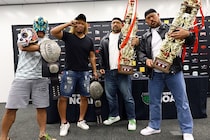 【NOAH】翌日GHCタッグ戦へ内藤&BUSHIと情熱MAXが調印式で珍問答 内藤の“清宮戦へのステップ扱い”に征矢激怒