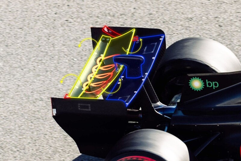 F1メカ解説｜アウディF1、リヤウイングのアクティブエアロは独自路線。”回転式フラップ”の狙いはどこに？