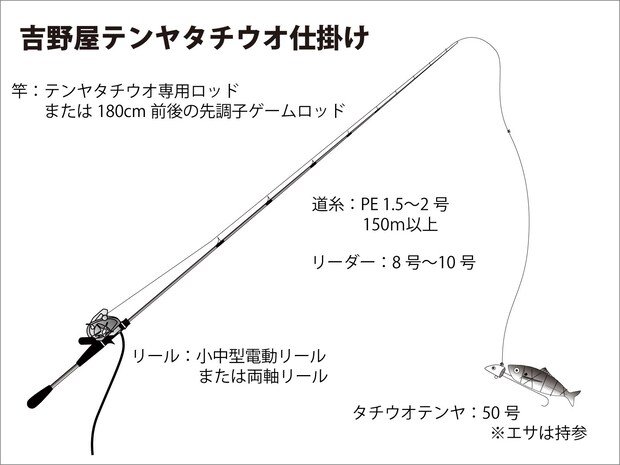 『吉野屋』タチウオテンヤ仕掛け図。 ©釣りビジョン