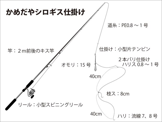 『かめだや』シロギス仕掛け図。 ©釣りビジョン