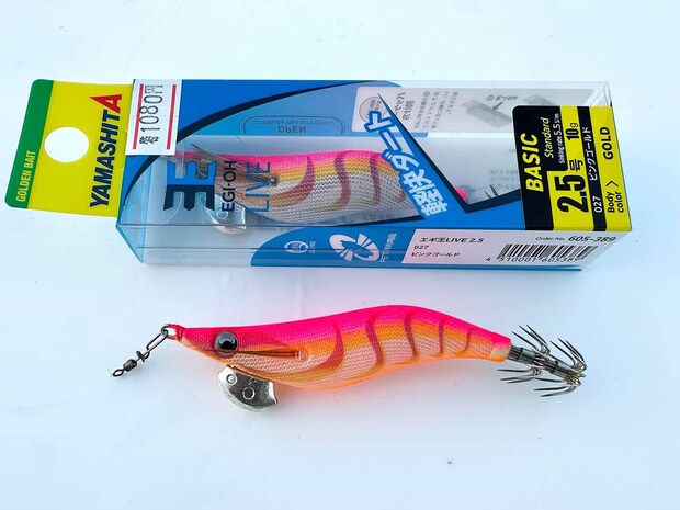 エギは定番と思われるエギ王ライブ（ヤマシタ）。秋なので2.5号をチョイスした。 ©望月俊典