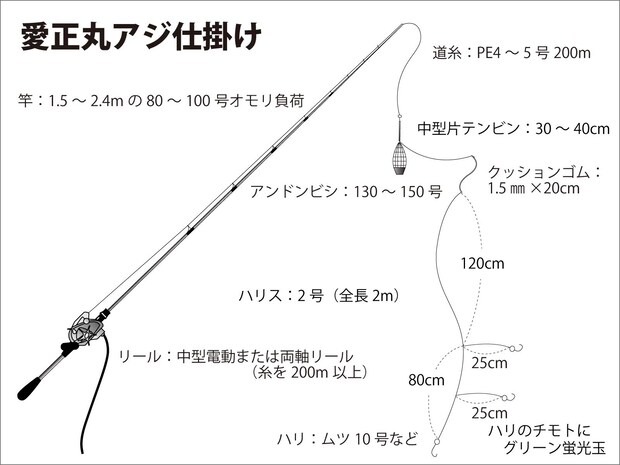 『愛正丸』アジ仕掛け図。 ©釣りビジョン