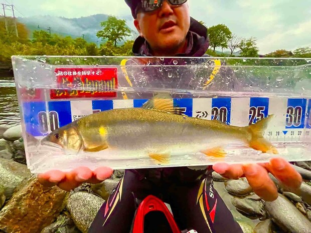 本日のビックワンは相方の27.7cm！掴めばわかるその体高の凄さ！ズッコケながら必死の取り込みお見事！（笑） ©釣りビジョン