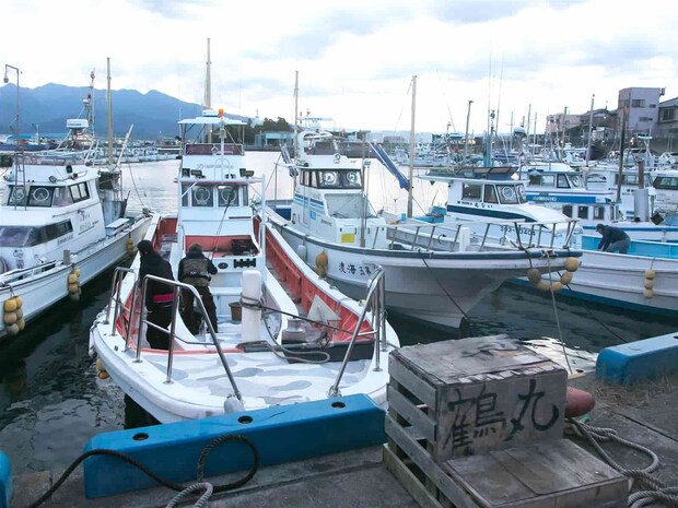 港の船沿いを通過して突き当たりが『鶴丸』の停泊場。 &copy;釣りビジョン
