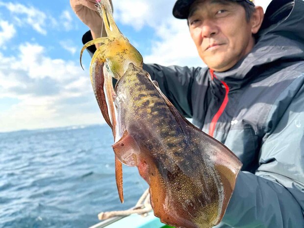 反対舷では鼈甲色の良型、今後のサイズアップが楽しみ。 ©釣りビジョン