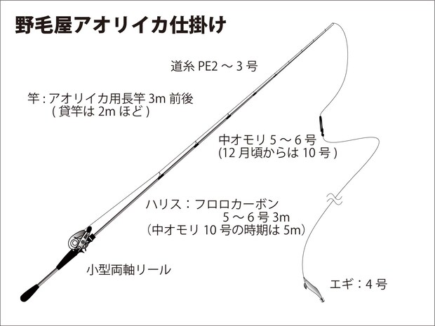 『野毛屋』アオリイカ仕掛け図。 &copy;釣りビジョン