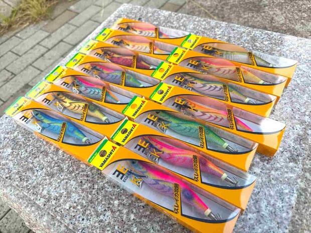 青いアイと羽根が目印の「エギ王K（ヤマシタ）」4号、スローフォールが武器。 &copy;釣りビジョン