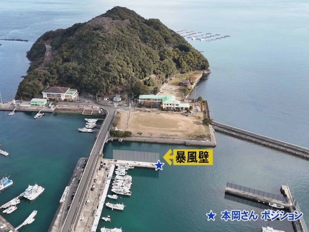 1ヵ所目のポイント。北側の島と暴風壁で北西風が遮られ、アジングが可能に。©釣りビジョン