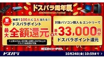 最大3万3000円分ポイント還元のチャンス！ 「ドスパラ周年祭」開幕