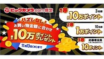 応募者全員にポイント進呈！「ビックカメラ・ドットコム」限定の「最大10万ポイント」プレゼントキャンペーン