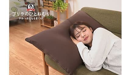 生食パンのような手触りの昼寝枕「ゴリラのひとねむり」、ドウシシャとアキレスが共同開発