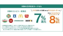 三井住友カード、「対象のコンビニ・飲食店で最大8％還元」に変更、「リワードアップ U25」も開始
