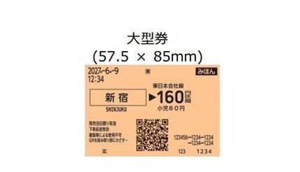 JR東日本、近距離乗車券を2027年春からQR化 57.5×85mmの大型券に