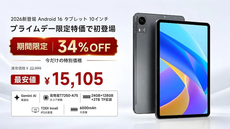 「Amazonプライムデー」で24GBメモリー搭載タブレットが34%オフ、BMSE「A10 Pro」が1万5105円