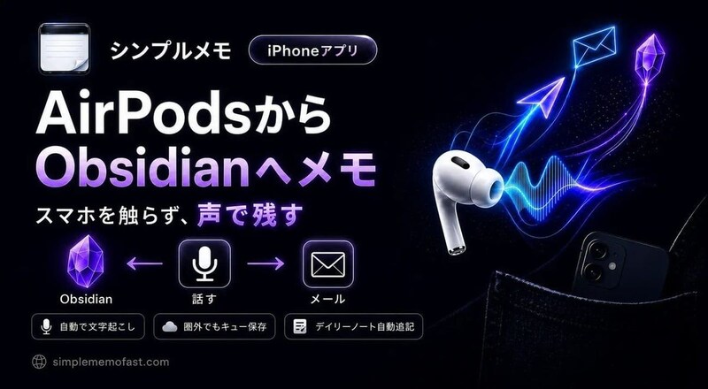 AirPodsに話すだけでメモが完了、「Obsidian連携シンプルメモ」にSiriを利用したハンズフリー送信機能を追加
