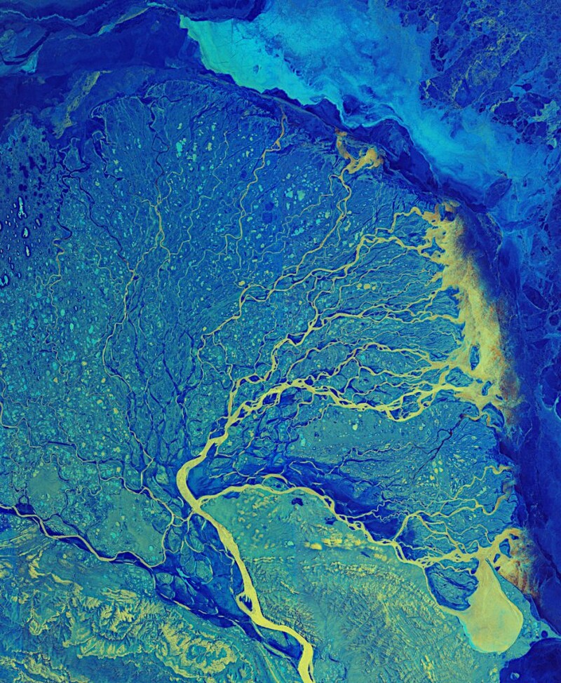 センチネル1がとらえた北極最大のデルタ