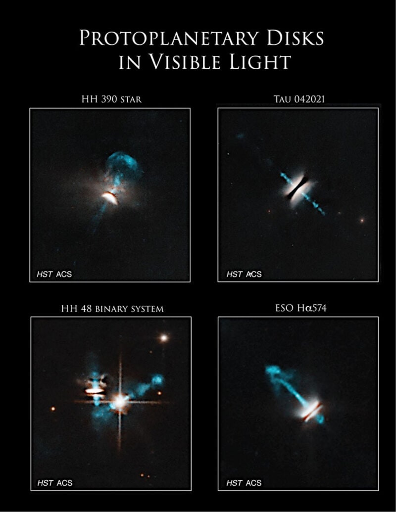 ハッブル宇宙望遠鏡が可視光と赤外線でとらえた原始惑星系円盤画像コレクション