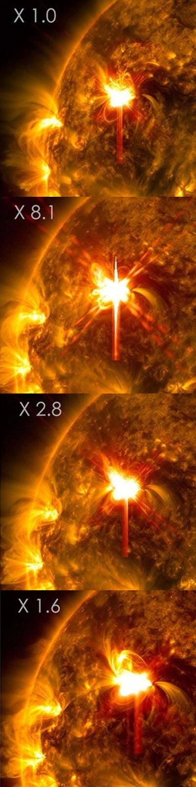2月1日〜2日、24時間以内にXクラスの強烈な太陽フレアが4回発生！