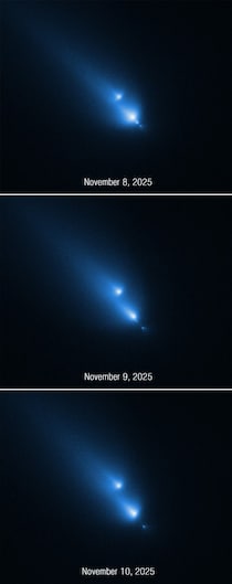 ハッブル宇宙望遠鏡、分裂直後の彗星の観測に偶然成功！