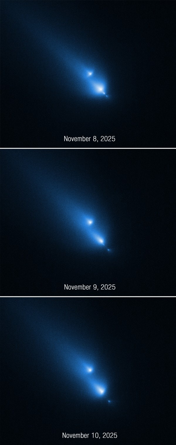 ハッブル宇宙望遠鏡、分裂直後の彗星の観測に偶然成功！