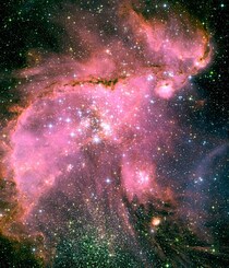 小マゼラン銀河にある大質量星の星団NGC 346と星雲N66　ハッブル望遠鏡が撮影