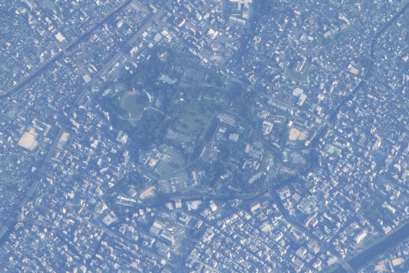 ISS（国際宇宙ステーション）から見た熊本城周辺