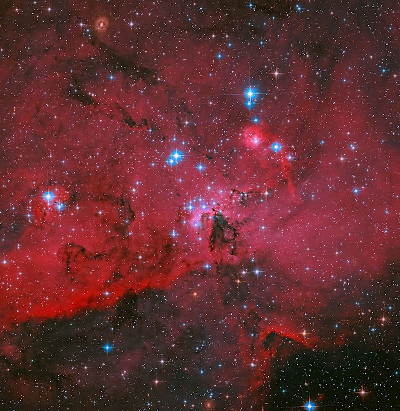 赤いガス雲の中で星々が輝く大マゼラン銀河の星形成領域LH 95　ハッブル宇宙望遠鏡が撮影