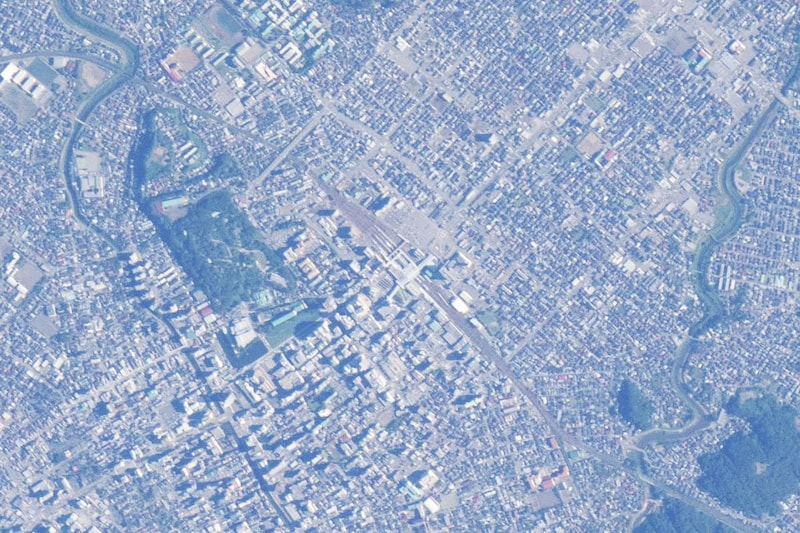 ISS(国際宇宙ステーション)からみた秋田駅周辺