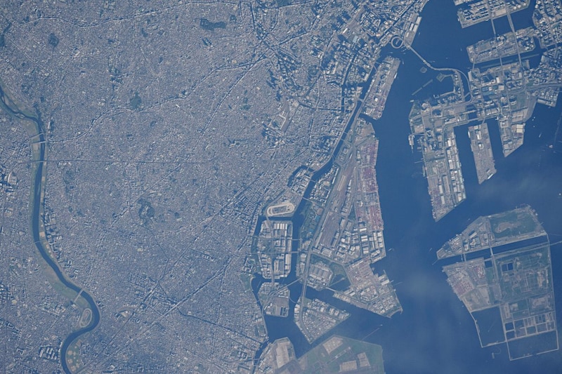 ISS(国際宇宙ステーション)からみた東京23区南西部