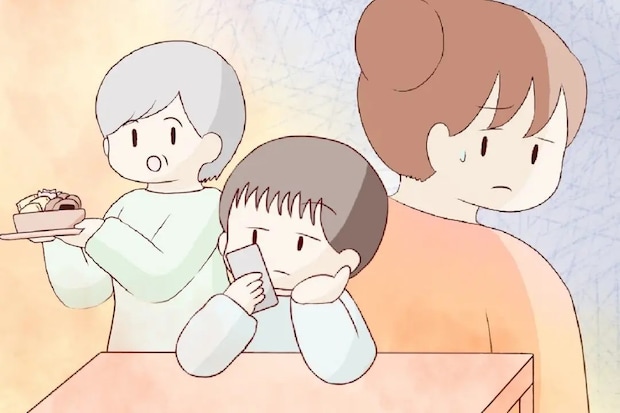 保育園のお迎え、夕飯、お風呂でバタバタの妻に子どもたちの歯磨きを頼まれ不満顔の夫。義母と私を比べる夫［１］｜ママ広場マンガ