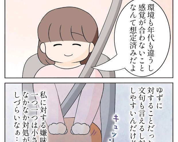 夫や義妹の気遣いに感謝しつつも、義母の無神経な態度に不安を覚える【嫌味義母４】